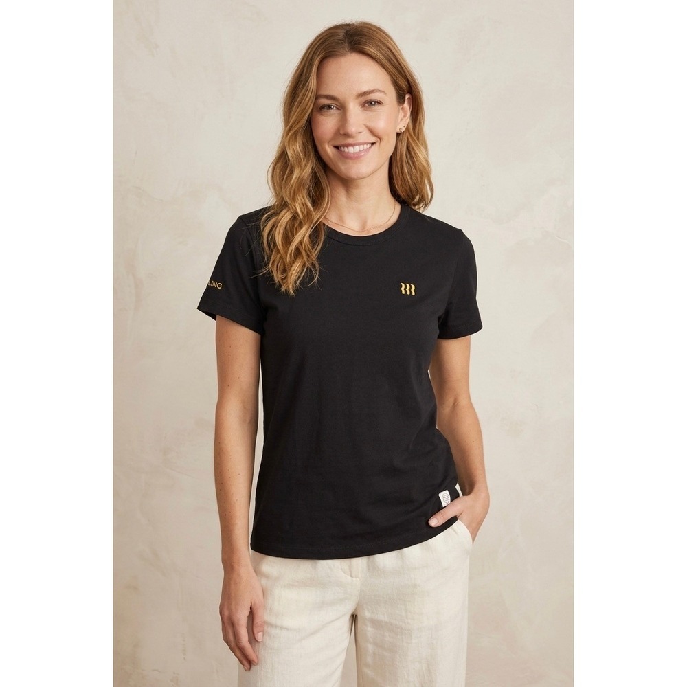 Marine Layer Womens Black Supima Cotton Modal Short Sleeve Graphic T-Shirt L